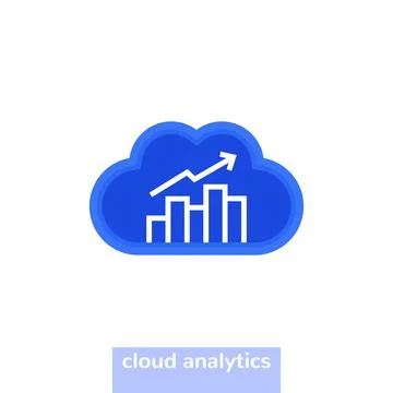 Cloud analytics icon with a graph 스톡 일러스트