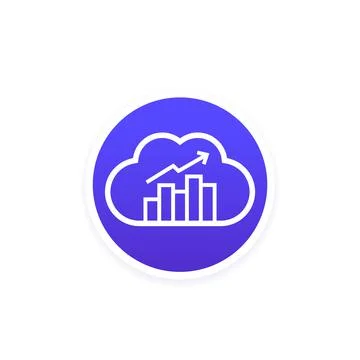 Cloud analytics icon with a graph, vector Stock Illustration