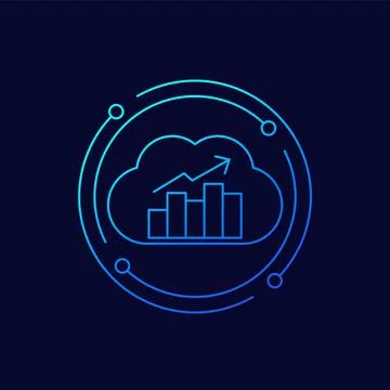 Cloud analytics icon, linear design Illustrazione stock