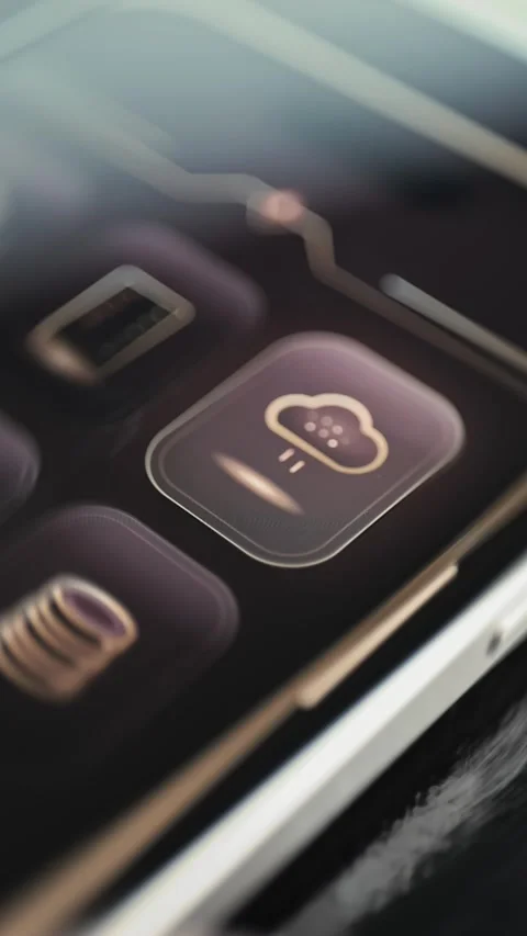 Cloud analytics icon selects environmental services Stock Footage 342492616