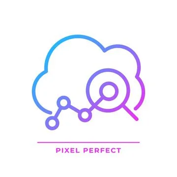 Cloud analytics pixel perfect gradient linear vector icon Illustrazione stock