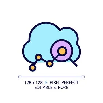 Cloud analytics pixel perfect RGB color icon Illustrazione stock