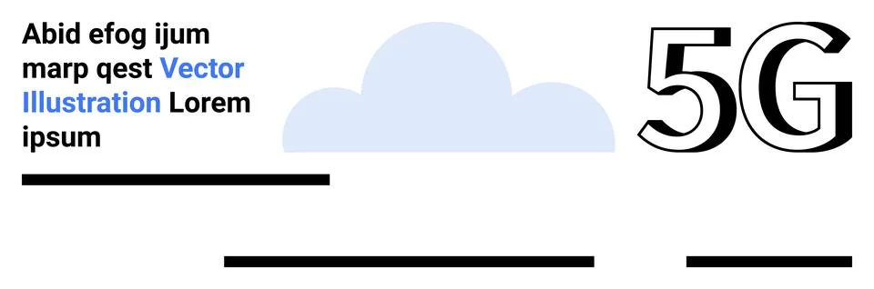 Cloud and 5G Network Concept with Text Elements - Modern Tech Design 스톡 일러스트