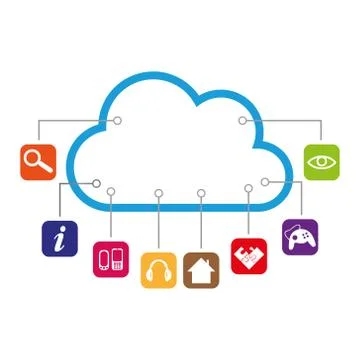 Cloud and apps, apps, internet, cloud, logo Stock Illustration