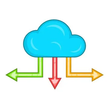 Cloud and arrows icon, cartoon style Stock Illustration