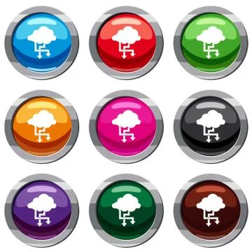 Cloud and arrows set 9 collection 스톡 일러스트