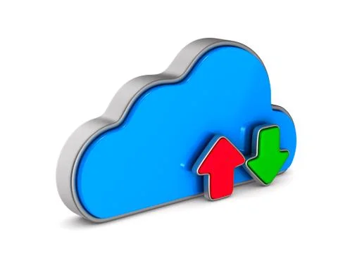Cloud and arrows on white background. Isolated 3D illustration Stockillustratie