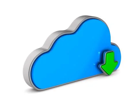 Cloud and arrows on white background. Isolated 3D illustration Illustrazione stock