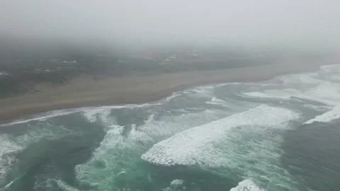 Cloud and big beach aerial view overcast day 4K 60fps Video stock 291506073