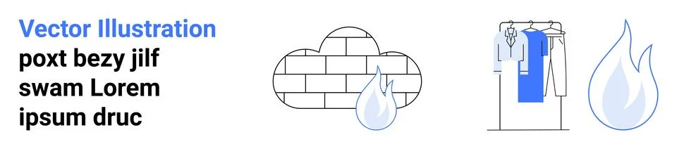 Cloud and brick wall representing secure data storage, digital security, and  Stock Illustration