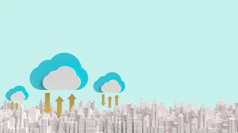 The cloud and building city for communication technology content 3d rendering Ilustración de archivo