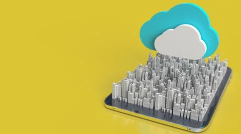The cloud and city on tablet  for technology network content 3d rendering Foto stock