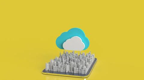 The cloud and city on tablet  for technology network content 3d rendering Stock Photos
