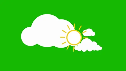 Cloud and cloudy sun animated cloudy sun green screen 4k looping croma Stock Footage 306812159