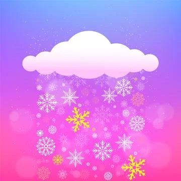 Cloud and colored snow falling Christmas decor Stock Illustration