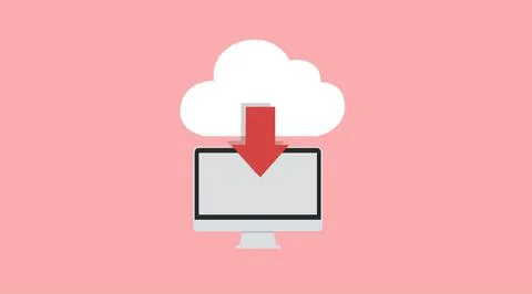Cloud and computer icon. Illustrazione stock