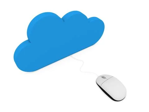 Cloud and computer mouse on a white background. Stock Illustration