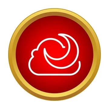Cloud and crescent moon glowing at night icon Stock Illustration