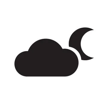 Cloud and crescent Moon icon Stock Illustration