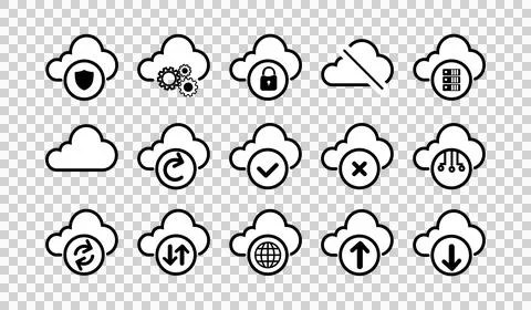 Cloud and data infrastructure icon collection. Stock Illustration