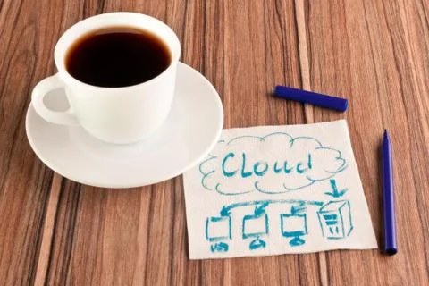 Cloud and desktop on a napkin Stock Photos