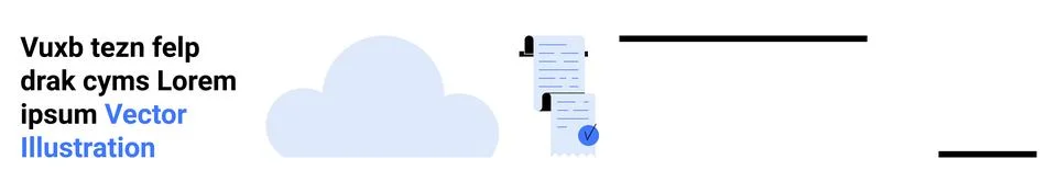 Cloud and document icon, text. Ideal for cloud computing, document management Stock Illustration