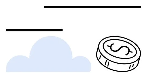 Cloud and dollar coin emphasizing cloud-based financial services and digital Illustrazione stock
