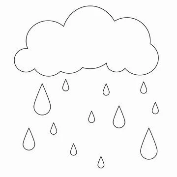 Cloud and drops coloring page isolated vector illustration. Stock Illustration