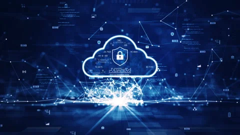 Cloud and edge computing technology concept with cybersecurity data protection s Stock Footage 201125468