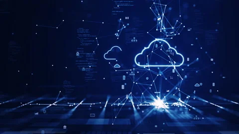 Cloud and edge computing technology concept with cybersecurity data protection s Stock Footage 201501790
