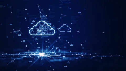 Cloud and edge computing technology concepts with cybersecurity data protection. Stock Footage 201654381