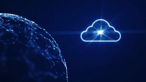 Cloud and edge computing technology concepts. Interconnected polygons within a l Stock Footage 201736150