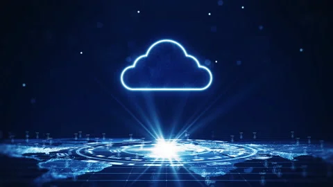 Cloud and edge computing technology concepts A large icon above a prominent whit Stock Footage 209625517