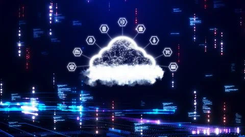 Cloud and edge computing technology concept with cybersecurity data protect.. Stock Illustration