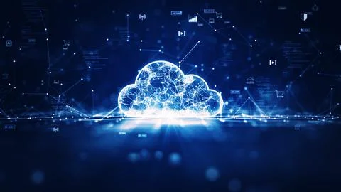 Cloud and edge computing technology concepts with cybersecurity protection. T 스톡 사진