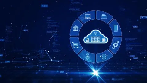 Cloud and edge computing technology concepts with cybersecurity protection. T 스톡 사진