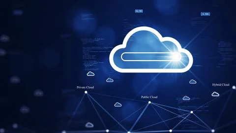 Cloud and edge computing technology concept. There is a prominent large cloud 스톡 사진