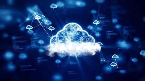 Cloud and edge computing technology concepts with cybersecurity data protecti 스톡 사진