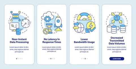 Cloud and edge tech combination benefits onboarding mobile app screen Stock Illustration