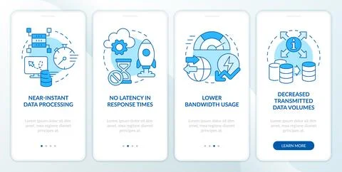 Cloud and edge tech innovations blue onboarding mobile app screen 스톡 일러스트
