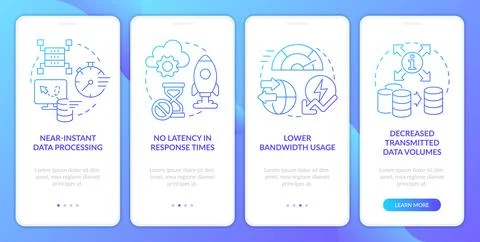 Cloud and edge technologies blue gradient onboarding mobile app screen Illustrazione stock