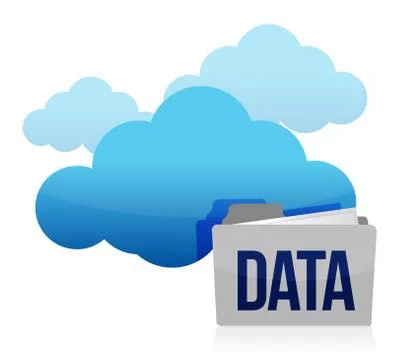Cloud and folder data storage illustration design over white 스톡 일러스트
