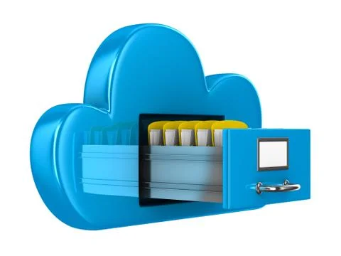 Cloud and folder on white background. Isolated 3D image Stock Illustration