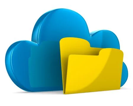 Cloud and folder on white background. Isolated 3D image Stock Illustration