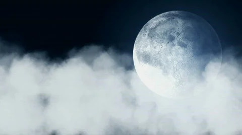 Cloud and Full Moon Stock Footage 725273