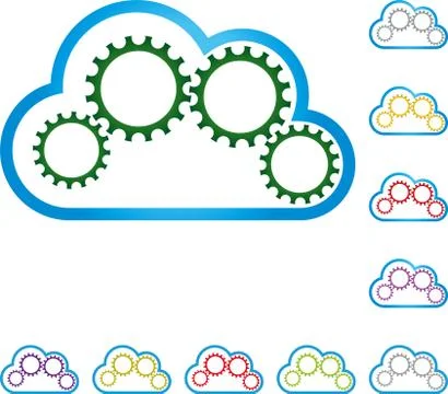 Cloud and gears, cloud, internet, logo Illustrazione stock