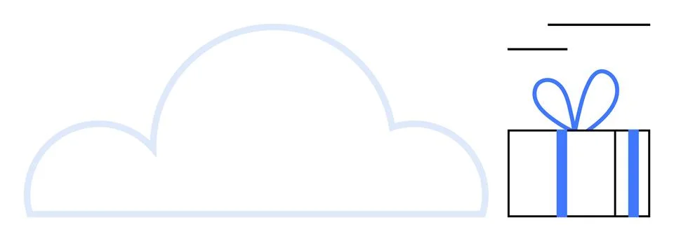 Cloud and Gift Box Suggesting Digital Storage and Data Transfer as a Present Stock Illustration