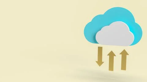 The cloud and gold arrows for communication technology content 3d rendering. Illustrazione stock