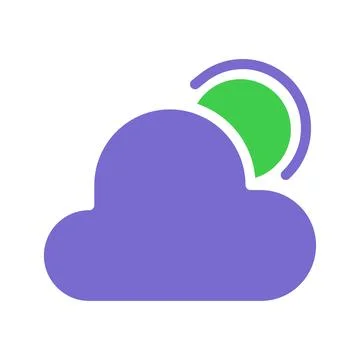 Cloud and Green Sun Icon Design, Vector Simple Stock Illustration