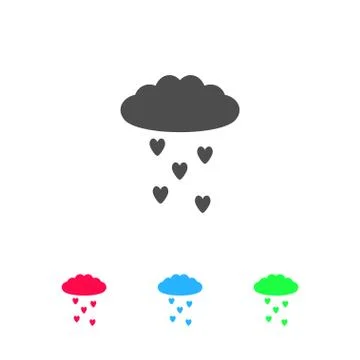 Cloud and heart rain icon flat. Stock Illustration